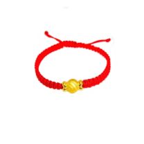 24K Hard Gold Red String Bracelet (3D Gold)