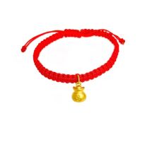 24K Hard Gold Red String Bracelet (3D Gold)