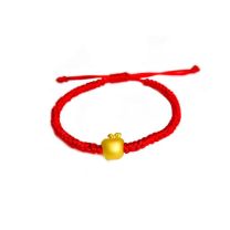 24K Hard Gold Red String Bracelet (3D Gold)