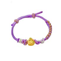 24K Hard Gold Red String Bracelet (3D Gold)