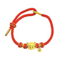 24K Hard Gold Red String Bracelet (3D Gold)