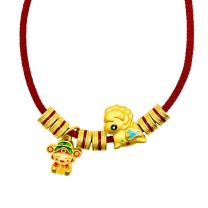 24K Hard Gold Red String Bracelet (3D Gold)
