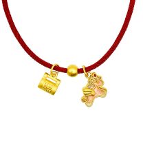 24K Hard Gold Red String Bracelet (3D Gold)