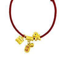 24K Hard Gold Red String Bracelet (3D Gold)