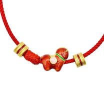 24K Hard Gold Red String Bracelet (3D Gold)