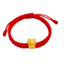 24K Hard Gold Red String Bracelet (3D Gold)