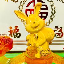 24K千足金兔擺件