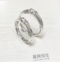 18K白金鑽石對裝戒指