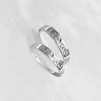 18K白金鑽石對裝戒指