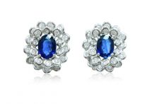 18K W Sapphire Diamond Earring