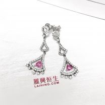 18K W Pink Sapphire Diamond Earring