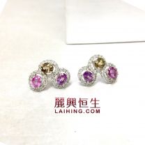 18K W Pink Sapphire Diamond Earring