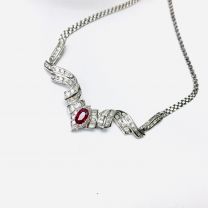 18K W Ruby Diamond Necklace