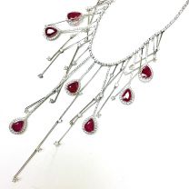 18K白金紅寶鑽石項鏈