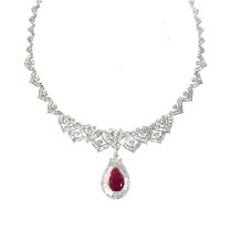 18K白金紅寶鑽石項鏈