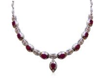 18K白金紅寶鑽石項鏈