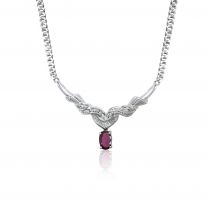 18K W Ruby Diamond Necklace
