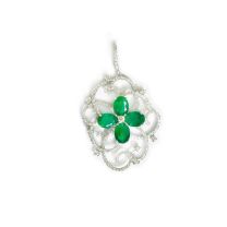 18KW Emerald Diamond Pendant