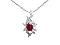 18K 白金紅寶鑽石吊墜