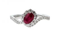 18K白金紅寶鑽石戒指