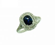 18K W Sapphire Diamond Ring
