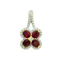 18K W Ruby Diamond Pendant