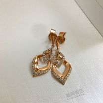 14K 玫瑰金鑽石耳環