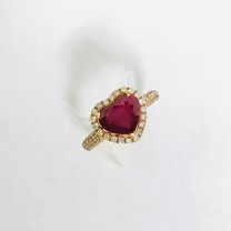 18K白金紅寶鑽石戒指