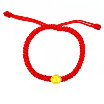 24K千足金红绳手链（3D硬金）