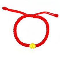 24K Hard Gold Red String Bracelet (3D Gold)