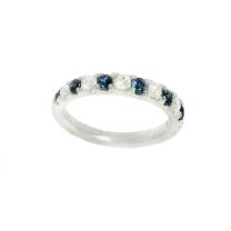 18K白金藍寶鑽石戒指