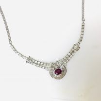 18K白金紅寶鑽石項鏈