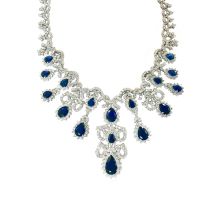 18K白金藍寶鑽石項鏈