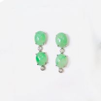 18K白金鑽石玉耳環