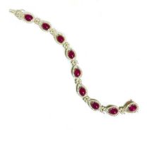 18K白金红寶鑽石手链