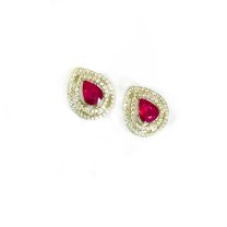 18K W Ruby Diamond Earring