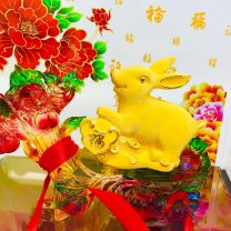 24K足金兔摆件
