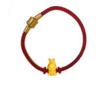 24K Hard Gold Red String Bracelet (3D Gold)