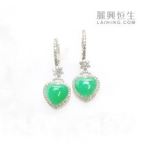 18K W Jade Diamond Earring