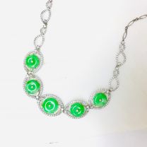 18K W Jade Diamond Necklace