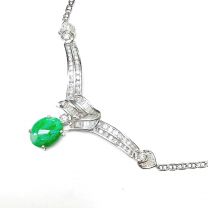 18K白金鑽石玉項鏈