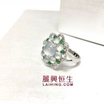 18K W Jade Diamond Ring