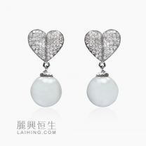 18K W Pearl Diamond Earring