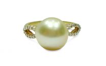 18K W Pearl Diamond Ring