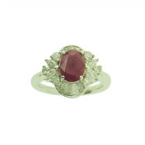 18K白金紅寶鑽石戒指