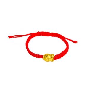 24K千足金金魚红绳手链（3D硬金）